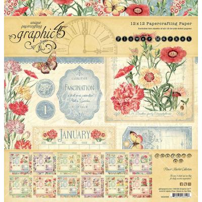 Graphic 45 Flower Market Designpapiere - Collection Pack