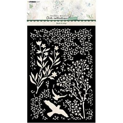 StudioLight Jenine's Mindfull Art  Essentials Nr.102 Schablone - Birds & Twigs