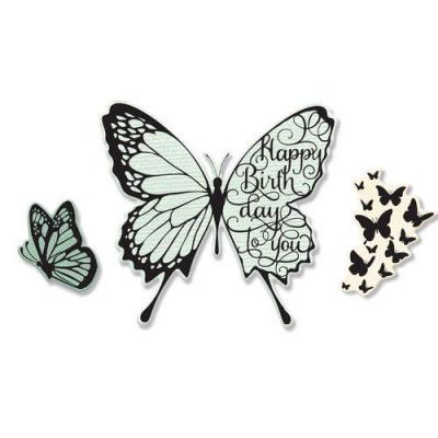 Sizzix Jen Long Clear Stamps und Outline-Stanzschablonen - Butterfly Birthday
