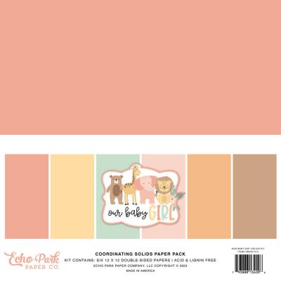 Echo Park Our Baby Girl Cardstock -Solid Kit