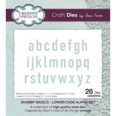 Creative Expressions Sam Poole Shabby Basics Craft Die - Lower Case Alpha Set