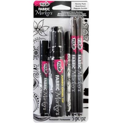 Tulip Textilfarbe - Fabric Markers Mix-Tip Black