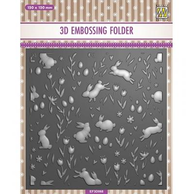 Nellie's Choice 3D Embossingfolder - Rabbits And Tulips