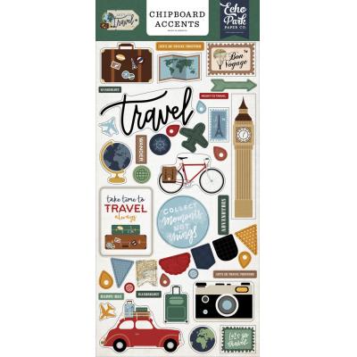 Echo Park Let's Go Travel Sticker - Chipboard Accents