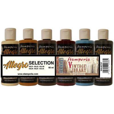 Stamperia Vintage Library Acrylfarben - Allegro Paint Kit