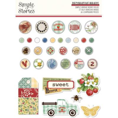 Simple Stories Vintage Berry Fields Embellishments - Decorative Brads