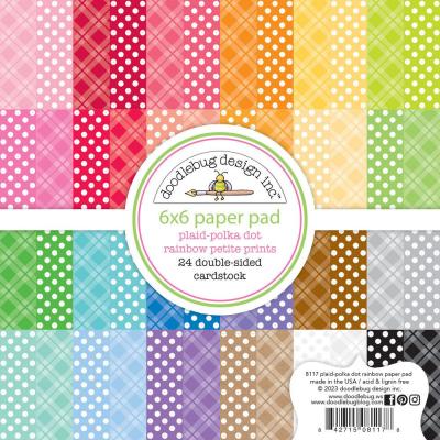 Doodlebug Plaid-Polka Dot Rainbow Designpapier - Petite Prints Pack