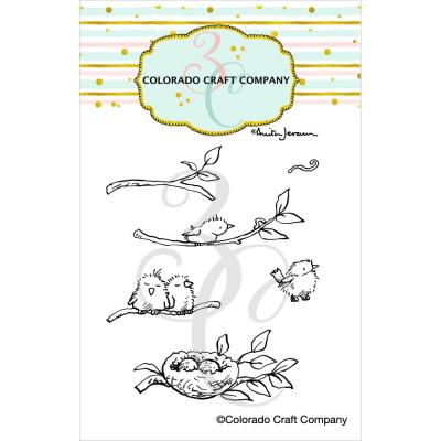 Colorado Craft Anita Jeram Clear Stamps - Tiny Birds Worm