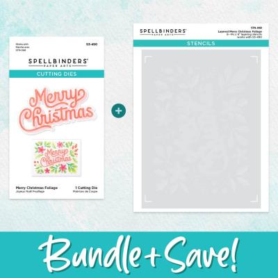 Spellbinders Die and Stencil Bundle - Layered Merry Christmas Foliage