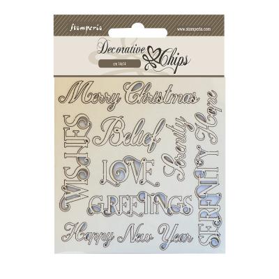 Stamperia Christmas Mixed Media Decorative Chips - Christmas Writings
