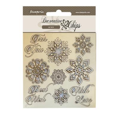 Stamperia Christmas Mixed Media Decorative Chips - Snowflakes