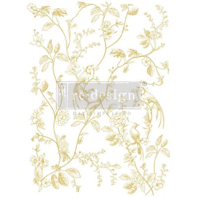 Prima Marketing Re-Design Gold Foil Decor Transfers - A Bird Song