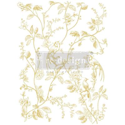 Prima Marketing Re-Design Gold Foil Decor Transfers - A Bird Song