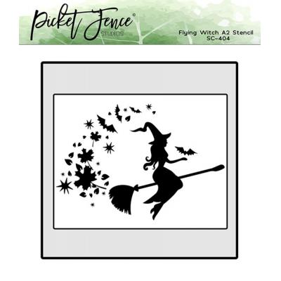 Picket Fence Studios Stencil - Flying Witch