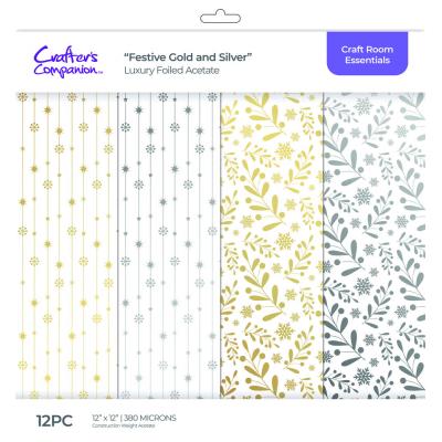 Crafter's Companion Foiled Acetate: Festive Gold & Silver