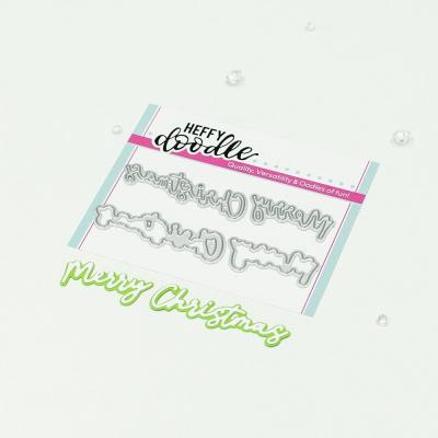 Heffy Doodle Cutting Dies - Scripty Merry Christmas Shadow