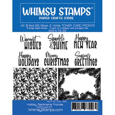 Whimsy Stamps Toner Card Front Pack - A2 Holiday Sentiment Frames