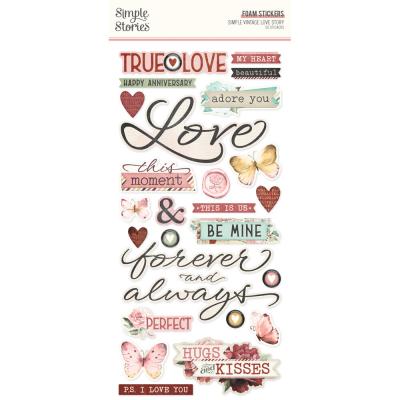 Simple Stories Simple Vintage Love Story - Foam Stickers