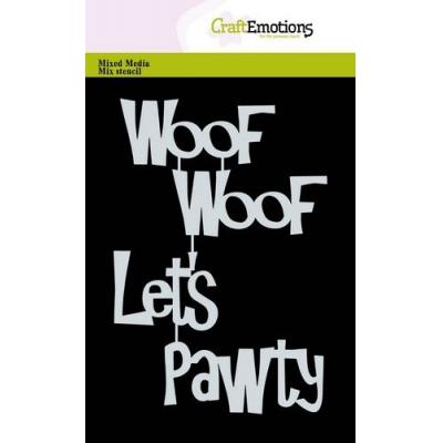 CraftEmotions Mask Stencil - Woof Let‘s Pawty