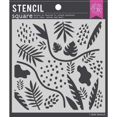 Hero Arts Stencil - Leaves And Abstract Shapes