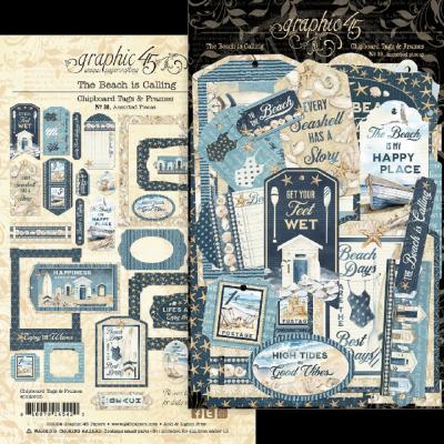 Graphic 45 The Beach is Calling - Chipboard Tags & Frames