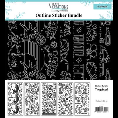 Krazy Kreations Outline Sticker Bundle - Tropical