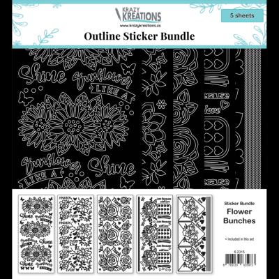Krazy Kreations Outline Sticker Bundle - Flower Bunches