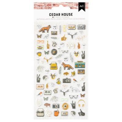 American Crafts Cedar House - Puffy Stickers Icons