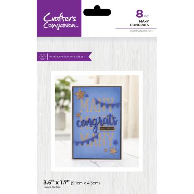 Crafter's Companion Stamp & Die Set - Many Congrats