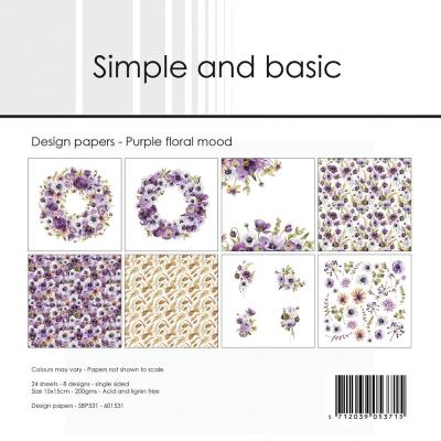 Simple and Basic Purple Floral Mood - Paper Pad