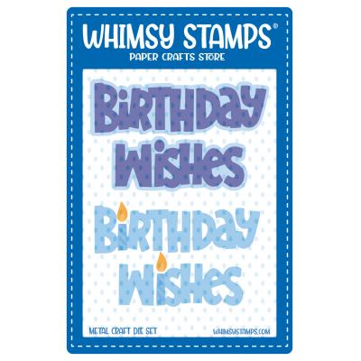 Whimsy Stamps Cutting Dies - Birthday Wishes Word and Shadow