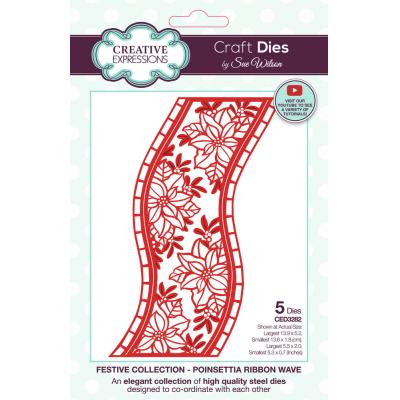 Creative Expressions Sue Wilson Craft Die - Festive Poinsettia Ribbon Wave