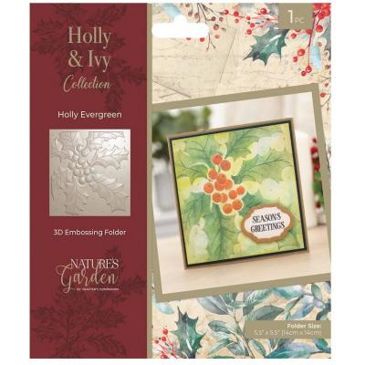 Crafter's Companion Holly & Ivy 3D Embossing Folder - Holly Evergreen