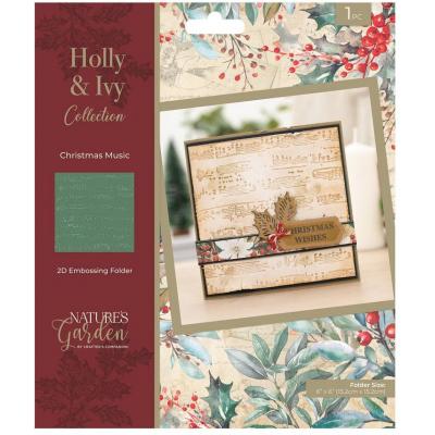 Crafter's Companion Holly & Ivy 2D Embossing Folder - Christmas Music