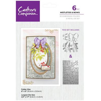 Crafter's Companion 3D Embossing Folder + Dies - Mistletoe & Bows