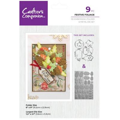 Crafter's Companion 3D Embossing Folder + Dies - Festive Foliage