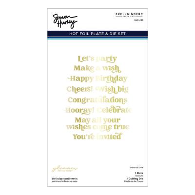 Spellbinders Birthday Sentiments Glimmer Hot Foil Plate & Die Set