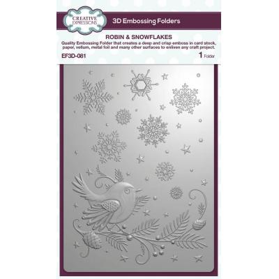 Creative Expressions 3D Embossing Folder - Robin & Snowflakes