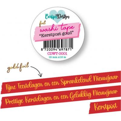 CarlijnDesign Washi Tape - Kerstpost Goud (NL)