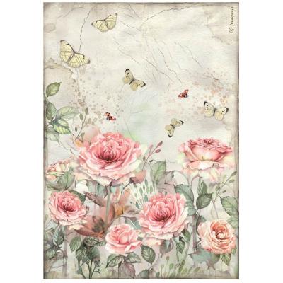 Stamperia Rice Paper House of Roses - Roses and Butterfly