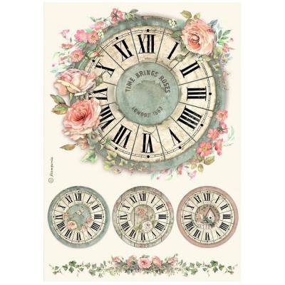 Stamperia Rice Paper House of Roses - Clock