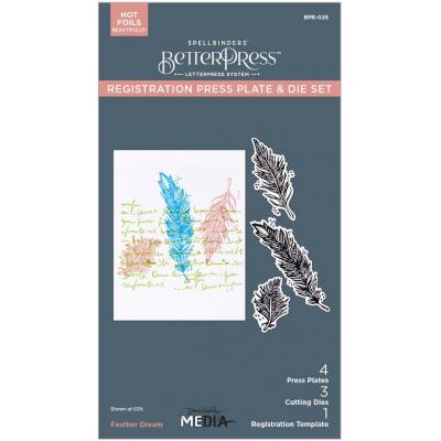 Spellbinders Paper Arts Press Plate & Die Set - Feather Dream