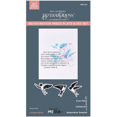 Spellbinders Paper Arts Press Plate & Die Set - Collaged Birds