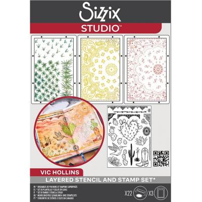 Sizzix by Vic Hollins Stempel + Stencil - Western