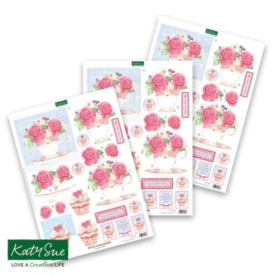 Katy Sue Designs 3D Die-Cuts - Teacups, Flowers And Cake