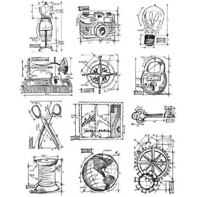 Stampers Anonymous Tim Holtz Stempel - Mini Blueprints 3