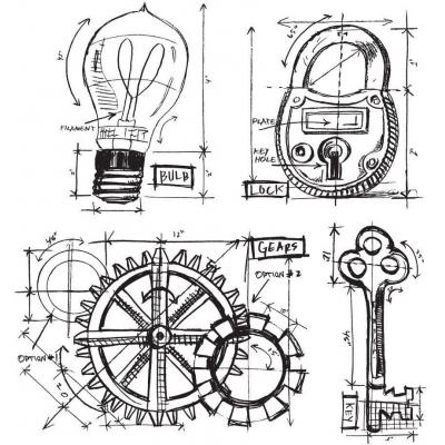 Stampers Anonymous Tim Holtz Stempel - Industrial Blueprint