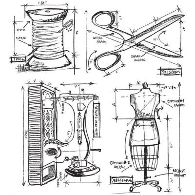 Stampers Anonymous Tim Holtz Stempel - Sewing Blueprint