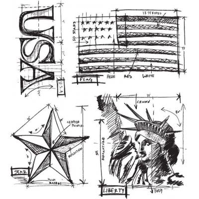 Stampers Anonymous Tim Holtz Stempel - Americana Blueprint