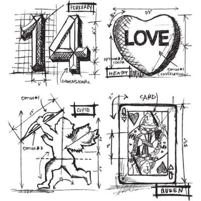Stampers Anonymous Tim Holtz Stempel - Valentine Blueprint